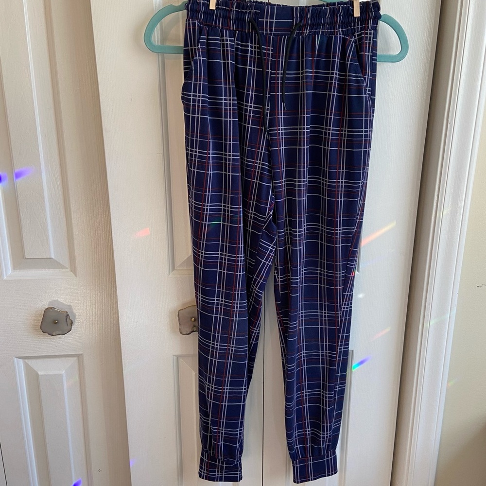 FREE W/BUNDLE Shosho Violet, White and Red Plaid Joggers Size Small Sweatpants
